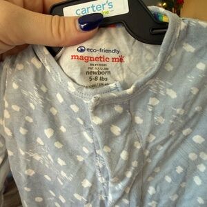 Magnetic Me Light Blue and White Newborn Onesie